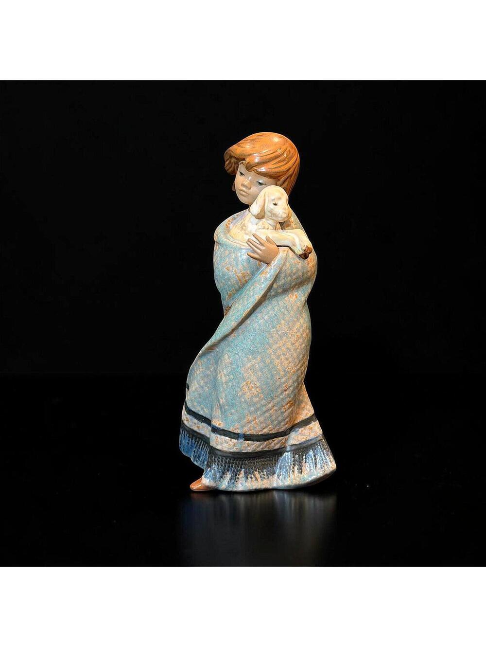 Vintage Lladro My Lost Lamb Figurine 9" -  1986 Shepherd Girl Sculpture - 10236